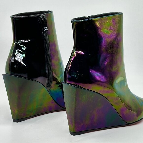 Christian Louboutin CONDORAGE BOOTY 85 Iridescent Wedge Heel Ankle Boots - Picture 8 of 14